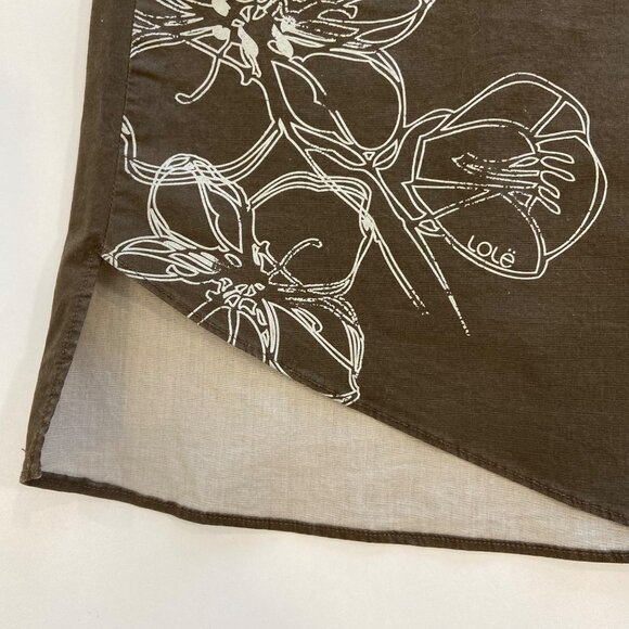 Lolé Womens Brown A-Line Skirt With White Floral Print Size 4 Asymmetrical Hem - Picture 3 of 10